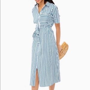 All:Row Emilia Striped Midi Shirt Dress Blue White